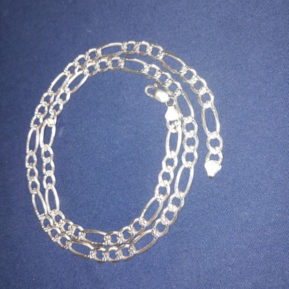 SOLID 925 FIGARO DIAMOND-CUT CHAIN - Picture 3 of 4